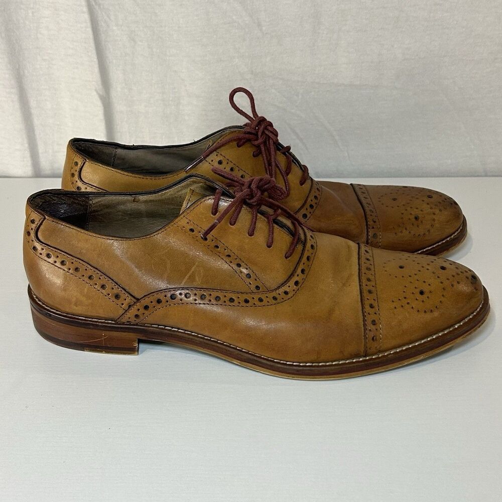 Johnston And Murphy Conard Oxford Cap Toe Brown Full Grain Men's 9.5 Dress Shoes